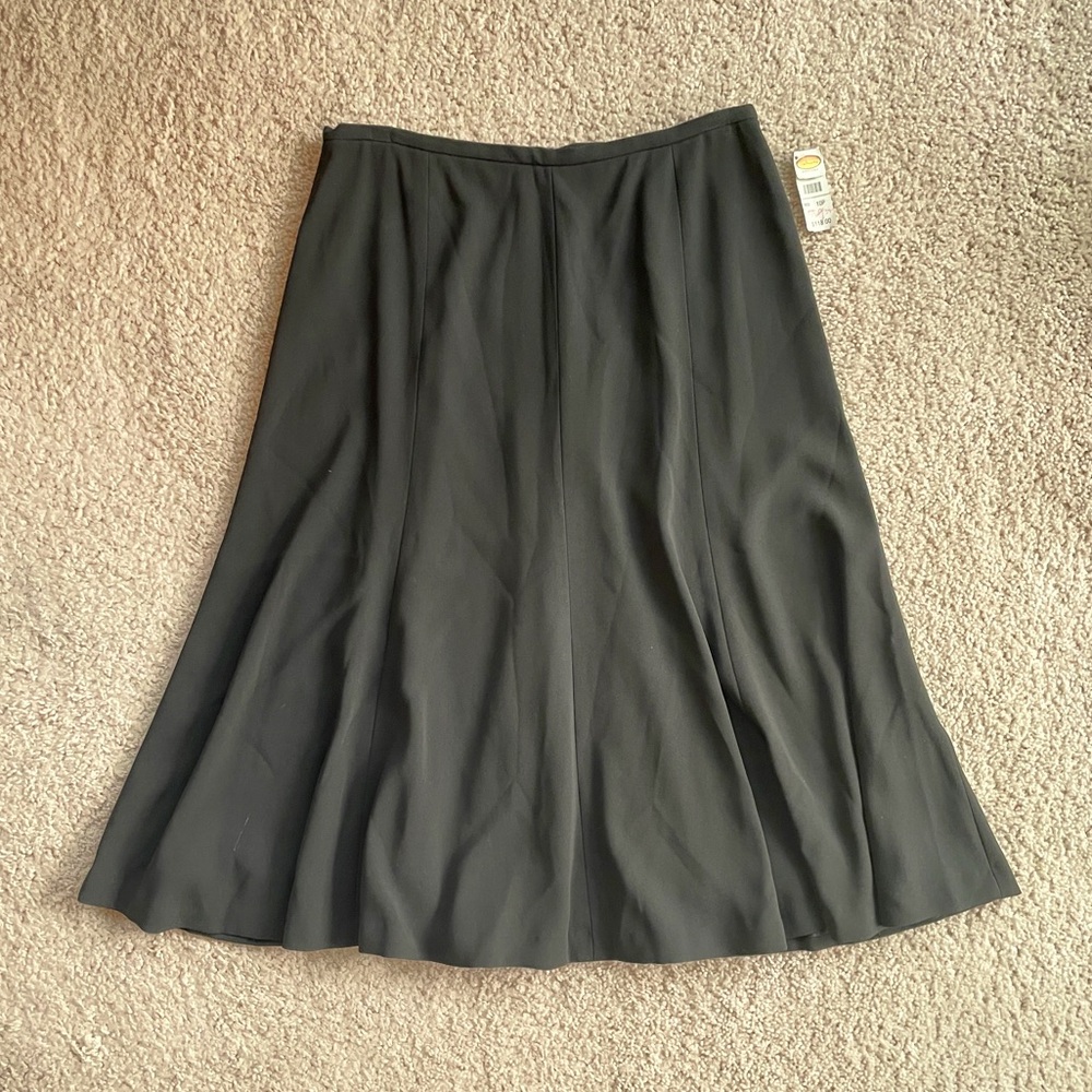 Talbots Petites Black Flowy Formal A-Line Midi Length Skirt Size 10 Petite